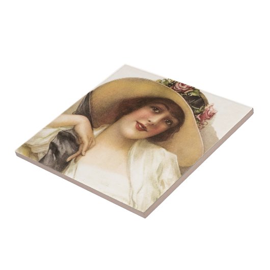 Vintage viktorianische Frau 1900's Fliese (Seite)