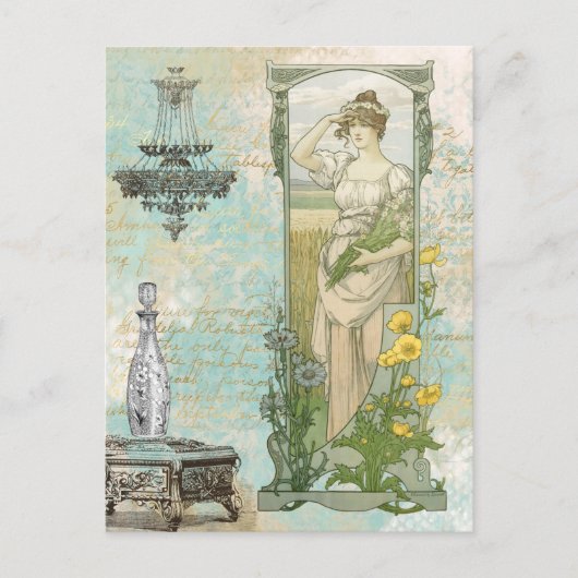 *~* Vintage Viktorianische Frau Jugendstil AR23 Postkarte (Vorderseite)