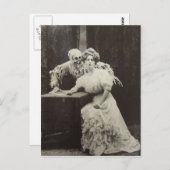 Vintage Viktorianische Frau mit Skelett Postkarte (Vorne/Hinten)