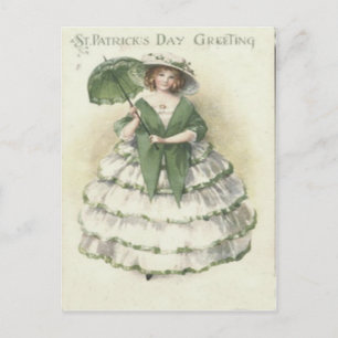 Vintage viktorianische Frau St. Patrick's Day Gruß Postkarte
