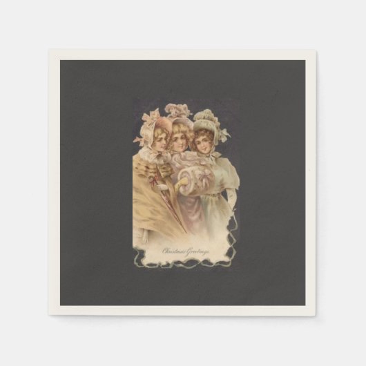 Vintage Viktorianische Frauen Weihnachtsfeiertage  Serviette (Vorderseite)
