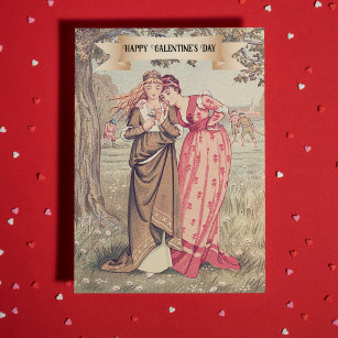 Vintage Viktorianische Galentinstag Niedliche Freu Karte