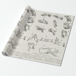 Vintage viktorianische Gebärdensprach-Handgesten-K Geschenkpapier
