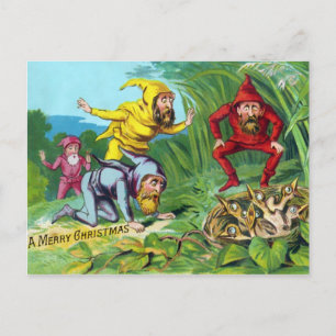 Vintage viktorianische Gnome Weihnachten Postkarte