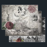 Vintage Viktorianische Gothic Halloween Ephemera Geschenkpapier Set<br><div class="desc">Einzigartige Sammlung von spukhaften und makabre Viktorianischen Halloween-Ephemeriden inklusive gotischer Friedhof-Tore,  eingravierte Blumen und Rollen,  Memento-Mori,  tiefe rote Rosen,  schwarze Spitzen,  Schädel,  illuminierter lateinischer Text und Vintage Kalligrafie auf bedrückten,  grauen und sepia Hintergründen. Dieses Heavyweight Papier eignet sich sowohl für Geschenkverpackungen,  als auch für Feierabenteuer- und Handwerksprojekte.</div>