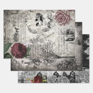 Vintage Viktorianische Gothic Halloween Ephemera Geschenkpapier Set