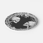 Vintage Viktorianische gotische Halloween-Skulls-R Pappteller (Schrägansicht)