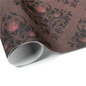 Vintage Viktorianische gotische Rose Damask Shabby Geschenkpapier (Rolleneckpunkt)