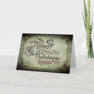 Vintage Viktorianische Happy Holiday Card Feiertagskarte