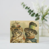 Vintage Viktorianische Hasenkatzen Save the Date (Stehend Vorderseite)
