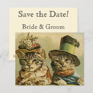 Vintage Viktorianische Hasenkatzen Save the Date