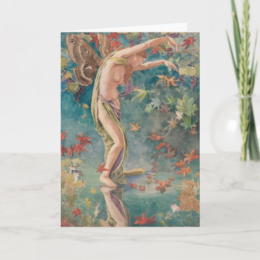 Vintage Viktorianische Herbstskalender Blätter Karte (Vorderseite)