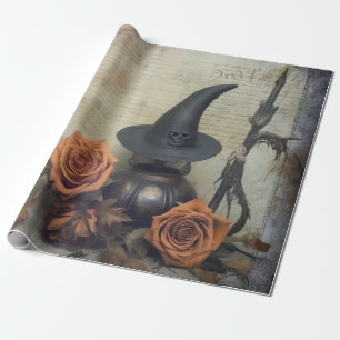 Vintage viktorianische Hexen-Kürbis-Rosen Geschenkpapier