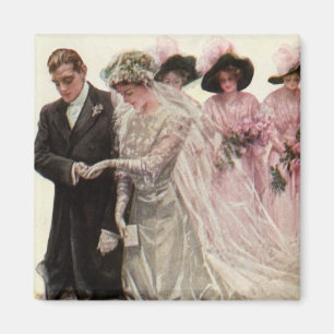 Vintage Viktorianische Hochzeitsfeier Braut und Br Magnet