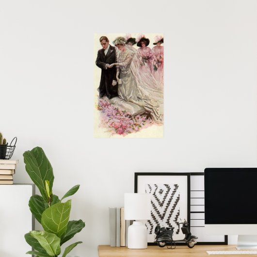 Vintage Viktorianische Hochzeitsfeier Braut und Br Poster (Heimbüro)