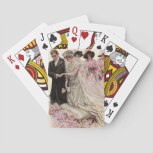 Vintage Viktorianische Hochzeitsfeier Braut und Br Spielkarten