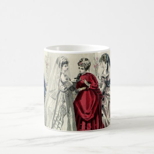 Vintage Viktorianische Hochzeitsfeier Bridal Portr Kaffeetasse (Mittel)