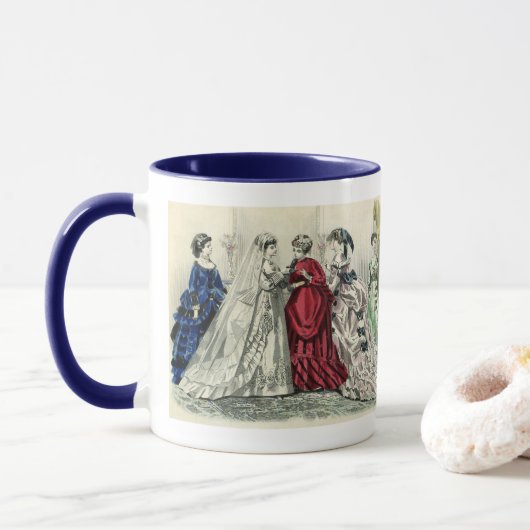 Vintage Viktorianische Hochzeitsfeier Bridal Portr Tasse (Mit Donut)