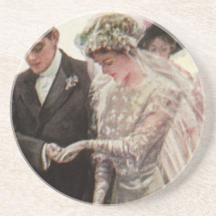 Vintage viktorianische Hochzeitszeremonie Braut un Getränkeuntersetzer