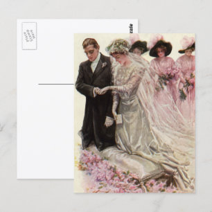 Vintage viktorianische Hochzeitszeremonie Braut un Postkarte