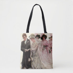 Vintage viktorianische Hochzeitszeremonie Braut un Tasche
