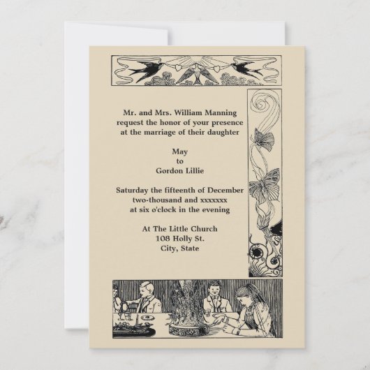 Vintage Viktorianische Jugendstil-Einladung Einladung (Vorderseite)