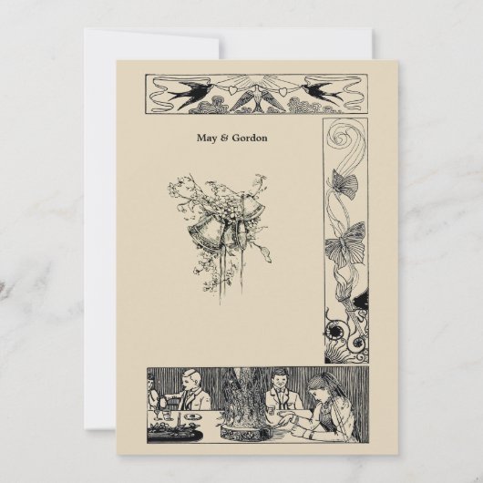 Vintage Viktorianische Jugendstil-Einladung Einladung (Rückseite)