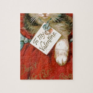 Vintage viktorianische Katze am Tag Puzzle