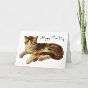 Vintage viktorianische Katze Cat Nap Kunst Happy B Dankeskarte