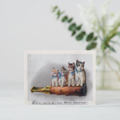 Vintage Viktorianische Katzen Weihnachten Postkarte (Stehend Vorderseite)