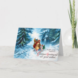 Vintage viktorianische Kinder im schneebedeckten W Karte