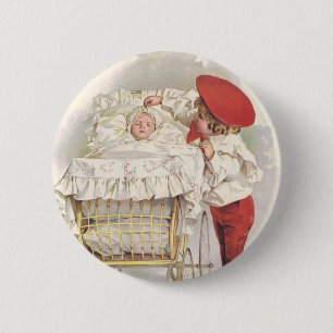 Vintage Viktorianische Kinder, Kinder und Baby in  Button