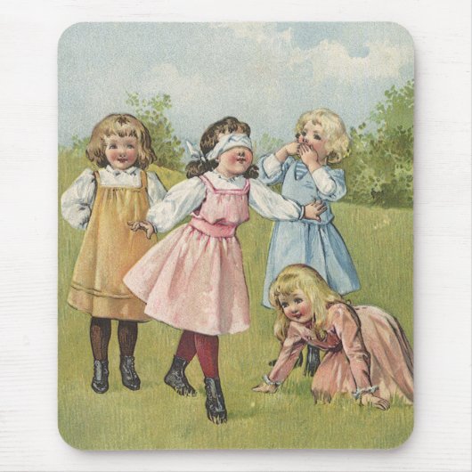 Vintage Viktorianische Kinder spielen Blinden Mann Mousepad (Vorne)
