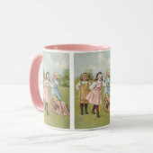 Vintage Viktorianische Kinder spielen Blinden Mann Tasse (Vorderseite Links)