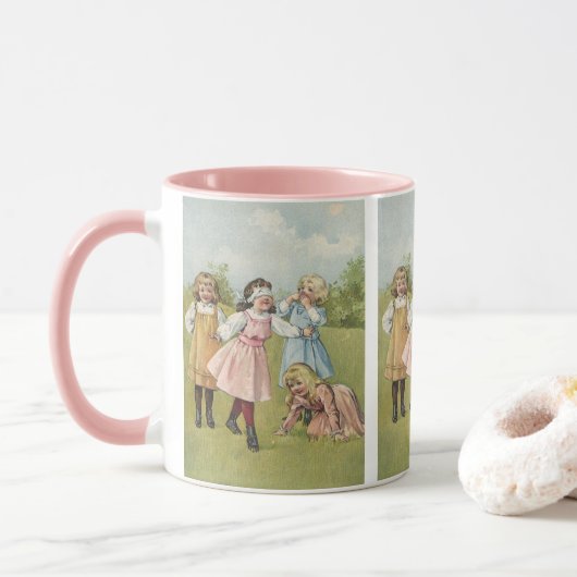 Vintage Viktorianische Kinder spielen Blinden Mann Tasse (Mit Donut)