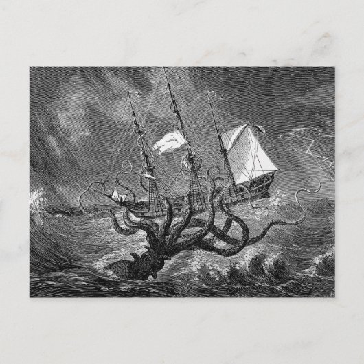 Vintage Viktorianische Kraken-Postkarte Postkarte (Vorderseite)