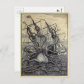 Vintage Viktorianische Kraken-Postkarte Postkarte (Vorne/Hinten)