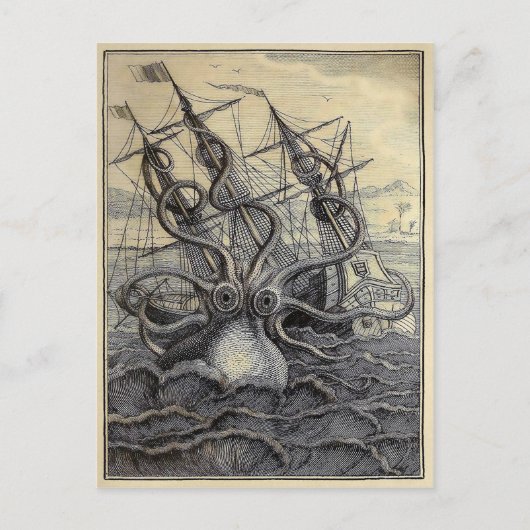 Vintage Viktorianische Kraken-Postkarte Postkarte (Vorderseite)