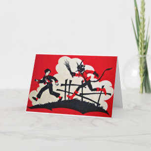Vintage Viktorianische Krampus Weihnachtskarte Feiertagskarte