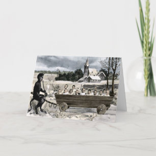 Vintage Viktorianische Krampus Weihnachtskarte Feiertagskarte