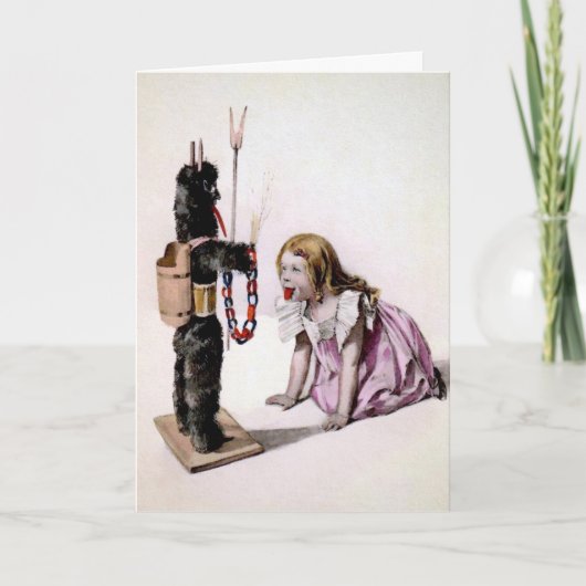 Vintage Viktorianische Krampus Weihnachtskarte Feiertagskarte (Vorderseite)