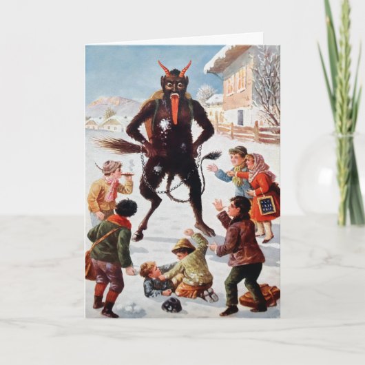 Vintage Viktorianische Krampus Weihnachtskarte Feiertagskarte (Vorderseite)