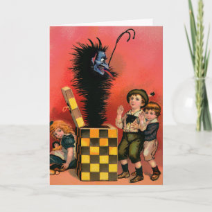 Vintage Viktorianische Krampus Weihnachtskarte Feiertagskarte