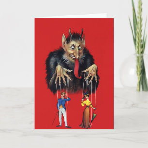 Vintage Viktorianische Krampus Weihnachtskarte Feiertagskarte
