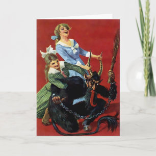 Vintage viktorianische Krampus-Weihnachtskarte Feiertagskarte