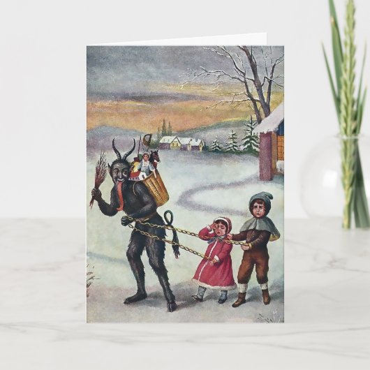 Vintage Viktorianische Krampus Weihnachtskarte Feiertagskarte (Vorderseite)