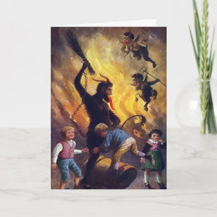 Vintage viktorianische Krampus-Weihnachtskarte Feiertagskarte