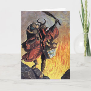 Vintage viktorianische Krampus-Weihnachtskarte Feiertagskarte
