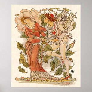 Vintage viktorianische Kunst, Rose von Walter Cran Poster