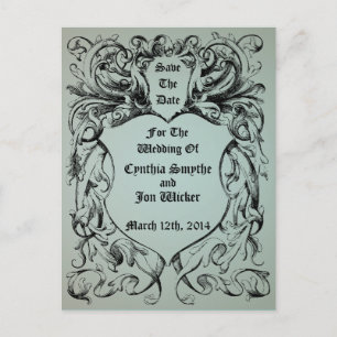 Vintage viktorianische Kunstwerke Save The Date Ankündigungspostkarte